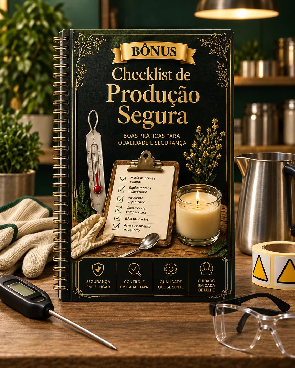Mockup do bônus Checklist de Produção Segura.